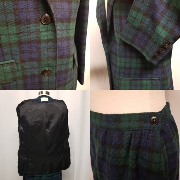 Vintage 70s Pendleton Wool Suit Authentic Black Watch Tartan Plaid Academia Sm - Picture 4 of 9